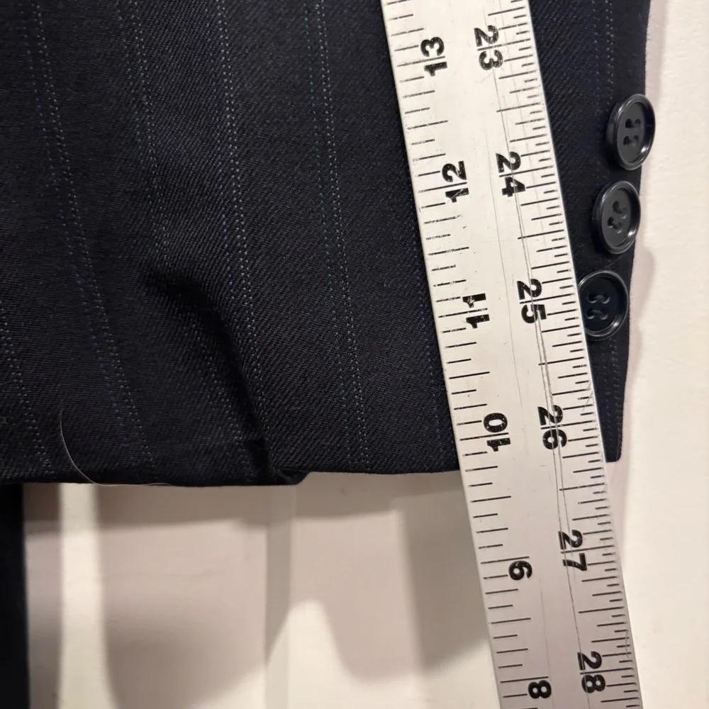 Vintage Hugo Boss Pinstripe Blazer Navy Blue Pure Wool Made in Western Germany